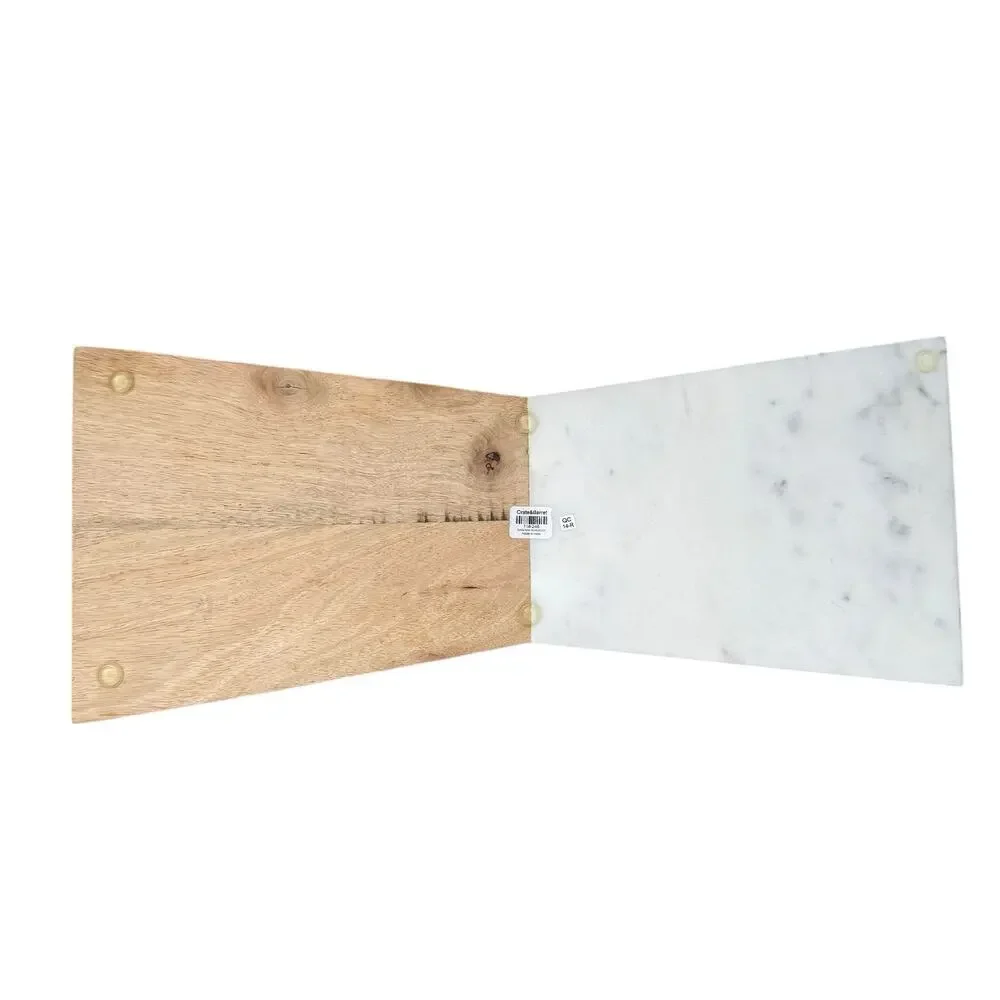 Crate & Barrel Cheese Board Wood Marble Serving Tray Decor Party 18”